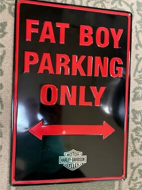 Harley-Davidson Black and Red Fat Boy Parking Sign